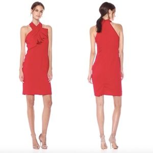 🆕Carmen Marc Valvo Infusion Ruffle Halter Sheath